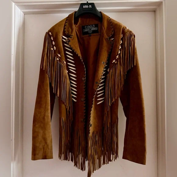 Stunning Vintage Suede Western Boho Tribal Festival Fringe Beaded Cropped Jacket - Picture 2 of 7